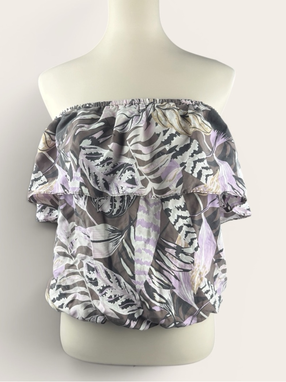 Unsubscribed Women's Silk Top Medium Floral Off Shoulder Boho Festival